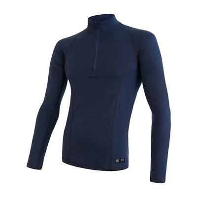 Sensor MERINO DOUBLE FACE 3/4 zip, dlouhý rukáv